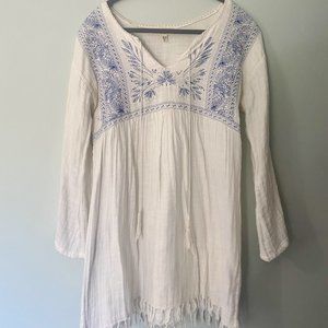 Billabong White Dress/Cover Up (Size Small)